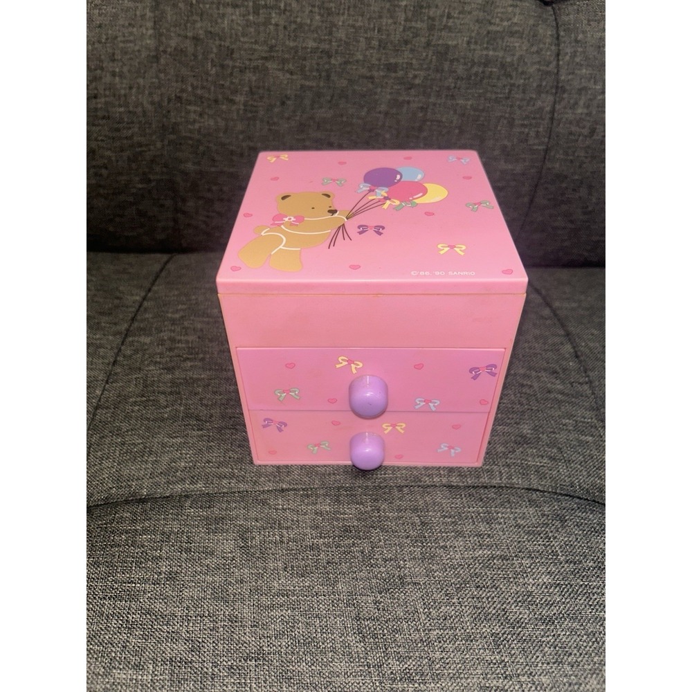 Vintage 1990 Sanrio Tweedle Dee Dee Teddy Bear Jewelry Box Mirror Lid Organizer - Picture 15 of 16